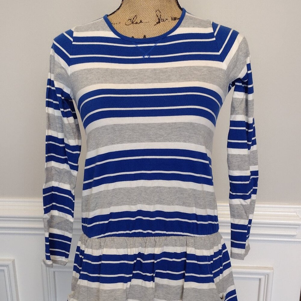 Girl's Land's End Blue Striped Cotton Dress. 10-12